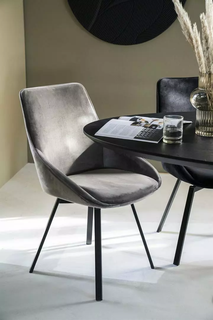 Beau Pyörivä Samettituoli, Harmaa 4 Beau Pyörivä Samettituoli, Harmaa - Image 4