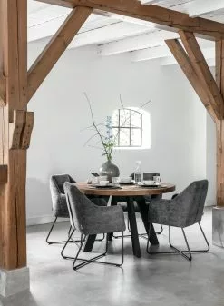 Timeless Jykevä Puinen Pyöreä Ruokapöytä 130 -Huonekalut myymälä ti 428503 dining table beam round plus ml 748957 chair dream 1