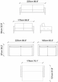 Vuodesohva Linento Furniture Lale, 3-istuttava, Beige -Huonekalut myymälä LIFU291NDS1304 6