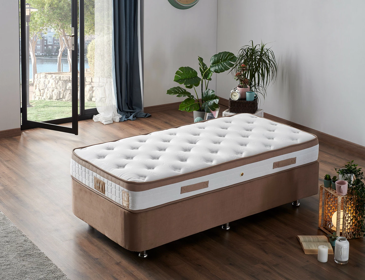 Sänkypaketti Linento Furniture Latte, 80x180cm, Vaaleanruskea 3 Sänkypaketti Linento Furniture Latte, 80x180cm, Vaaleanruskea - Image 3