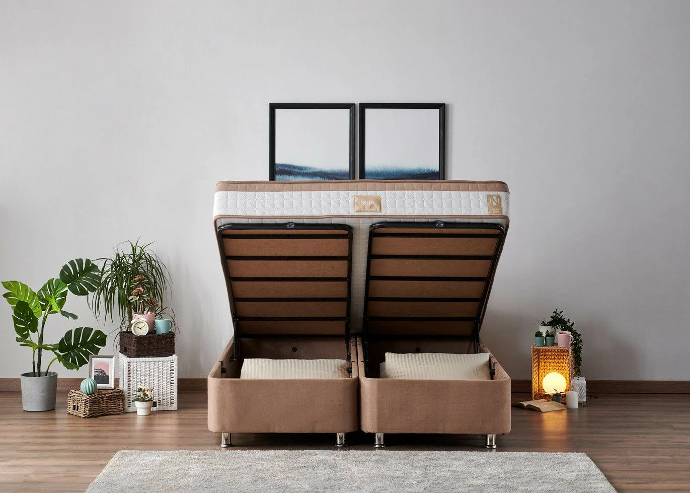 Jenkkisänkypaketti Linento Furniture Latte, 150x200cm, Vaaleanruskea 3 Jenkkisänkypaketti Linento Furniture Latte, 150x200cm, Vaaleanruskea - Image 3