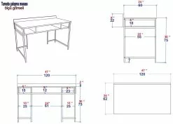 Työpöytä Linento Furniture Tumata, Marmori, Kulta/valkoinen -Huonekalut myymälä LIFU541HDL1123 5