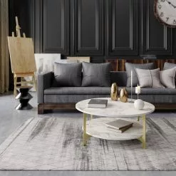 Sohvapöytä Linento Furniture Versy, 90cm, Kulta/valkoinen 6 Sohvapöytä Linento Furniture Versy, 90cm, Kulta/valkoinen -Huonekalut myymälä LIFU541HDL1213 3