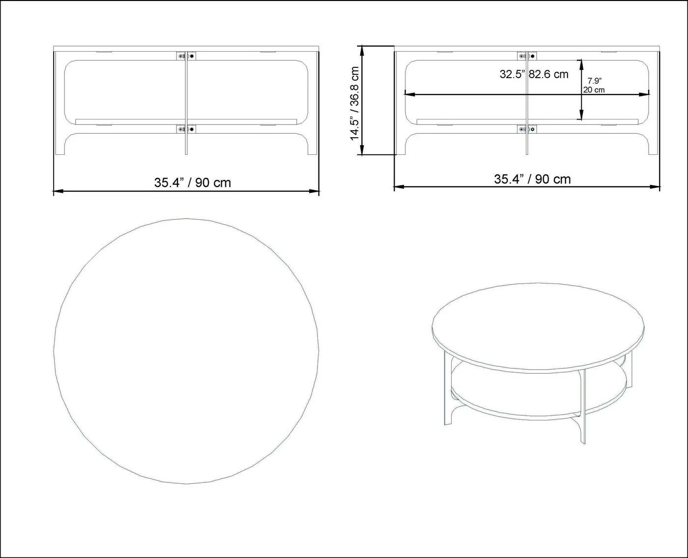 Sohvapöytä Linento Furniture Versy, 90cm, Kulta/valkoinen 4 Sohvapöytä Linento Furniture Versy, 90cm, Kulta/valkoinen - Image 4