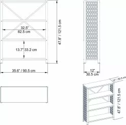 Kirjahylly Linento Furniture Shenna, Valkoinen/musta -Huonekalut myymälä LIFU541HDL1312 4