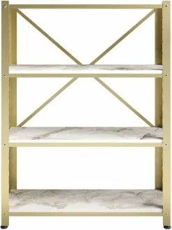 Kirjahylly Linento Furniture Shenna, Kulta/valkoinen