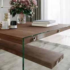 Sohvapöytä Linento Furniture S100, Ruskea/lasi -Huonekalut myymälä LIFU552NOS1401 4