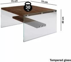 Sohvapöytä Linento Furniture S100, Ruskea/lasi -Huonekalut myymälä LIFU552NOS1401 5