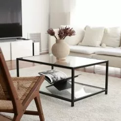 Sohvapöytä Linento Furniture Astro, Kirkas Lasi, Musta -Huonekalut myymälä LIFU552NOS1407 6