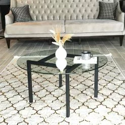 Sohvapöytä Linento Furniture Balance, 75cm, Kirkas Lasi, Musta -Huonekalut myymälä LIFU552NOS1409 6