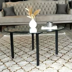 Sohvapöytä Linento Furniture Balance, 75cm, Kirkas Lasi, Musta -Huonekalut myymälä LIFU552NOS1409 7