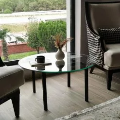 Sohvapöytä Linento Furniture Balance, 75cm, Kirkas Lasi, Musta -Huonekalut myymälä LIFU552NOS1409 9