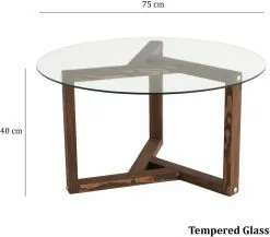Sohvapöytä Linento Furniture Miro, 75cm, Kirkas Lasi, Ruskea -Huonekalut myymälä LIFU552NOS1412 8