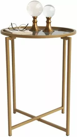 Sohvapöytä Linento Furniture S407, Savulasi, 60cm, Kulta -Huonekalut myymälä LIFU552NOS1423 5