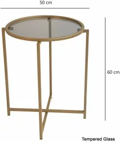 Sohvapöytä Linento Furniture S407, Savulasi, 60cm, Kulta -Huonekalut myymälä LIFU552NOS1423 6