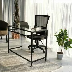 Työpöytä Linento Furniture Network, Kirkas Lasi, Musta -Huonekalut myymälä LIFU552NOS1701 6
