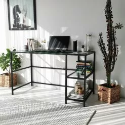 Työpöytä Linento Furniture Master Calisma, Lasi, Musta -Huonekalut myymälä LIFU552NOS1703 7