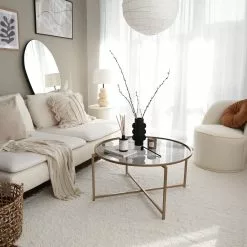 Sohvapöytä Linento Furniture Gold Sun, 83cm, Savulasi, Kulta -Huonekalut myymälä LIFU552NOS2221 3