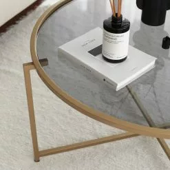 Sohvapöytä Linento Furniture Gold Sun, 83cm, Savulasi, Kulta -Huonekalut myymälä LIFU552NOS2221 5