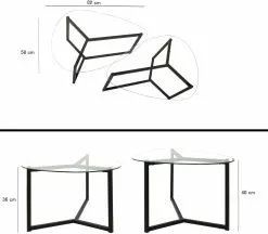 Sohvapöytäsetti Linento Furniture Bellisimo, 2-osainen, Mattamusta -Huonekalut myymälä LIFU552NOS2222 3