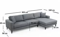 Divaanisohva Linento Furniture Nordic, Oikea, Harmaa -Huonekalut myymälä LIFU560ARE1104 5
