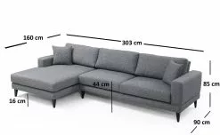 Divaanisohva Linento Furniture Nordic, Vasen, Harmaa -Huonekalut myymälä LIFU560ARE1112 5