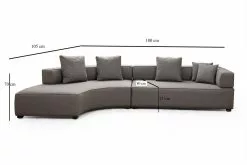 Avokulmasohva Linento Furniture Gondol 1, Vasen, Harmaa -Huonekalut myymälä LIFU560ARE1201 4