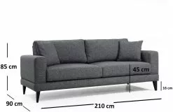 Sohva Linento Furniture Nordic, 3-istuttava, Harmaa -Huonekalut myymälä LIFU560ARE1307 5