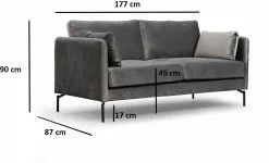 Sohva Linento Furniture Sino, 2-istuttava, Harmaa -Huonekalut myymälä LIFU560ARE1314 8