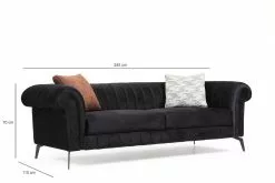 Sohva Linento Furniture Costa D, 3-istuttava, Musta -Huonekalut myymälä LIFU560ARE1320 4