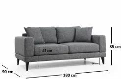 Sohva Linento Furniture Nordic, 2-istuttava, Harmaa -Huonekalut myymälä LIFU560ARE1504 3