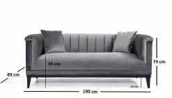 Sohva Linento Furniture Trendy, 2-istuttava, Harmaa -Huonekalut myymälä LIFU569HLN1110 4