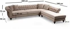 Avokulmasohva Linento Furniture Bogart, Oikea, Beige -Huonekalut myymälä LIFU569HLN1301 5