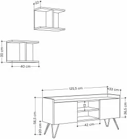 TV-taso Ja Seinähyllyt Linento Furniture Klappe, Valkoinen -Huonekalut myymälä LIFU776HMS3060 4