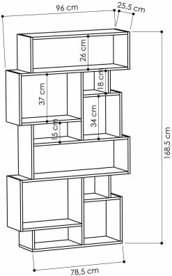 Kirjahylly Linento Furniture Karmato, Antrasiitti -Huonekalut myymälä LIFU776HMS3614 3