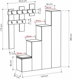 Säilytyskokonaisuus Eteiseen Linento Furniture Up, Eri Värejä 23 Säilytyskokonaisuus Eteiseen Linento Furniture Up, Eri Värejä -Huonekalut myymälä LIFU776HMS4018 4