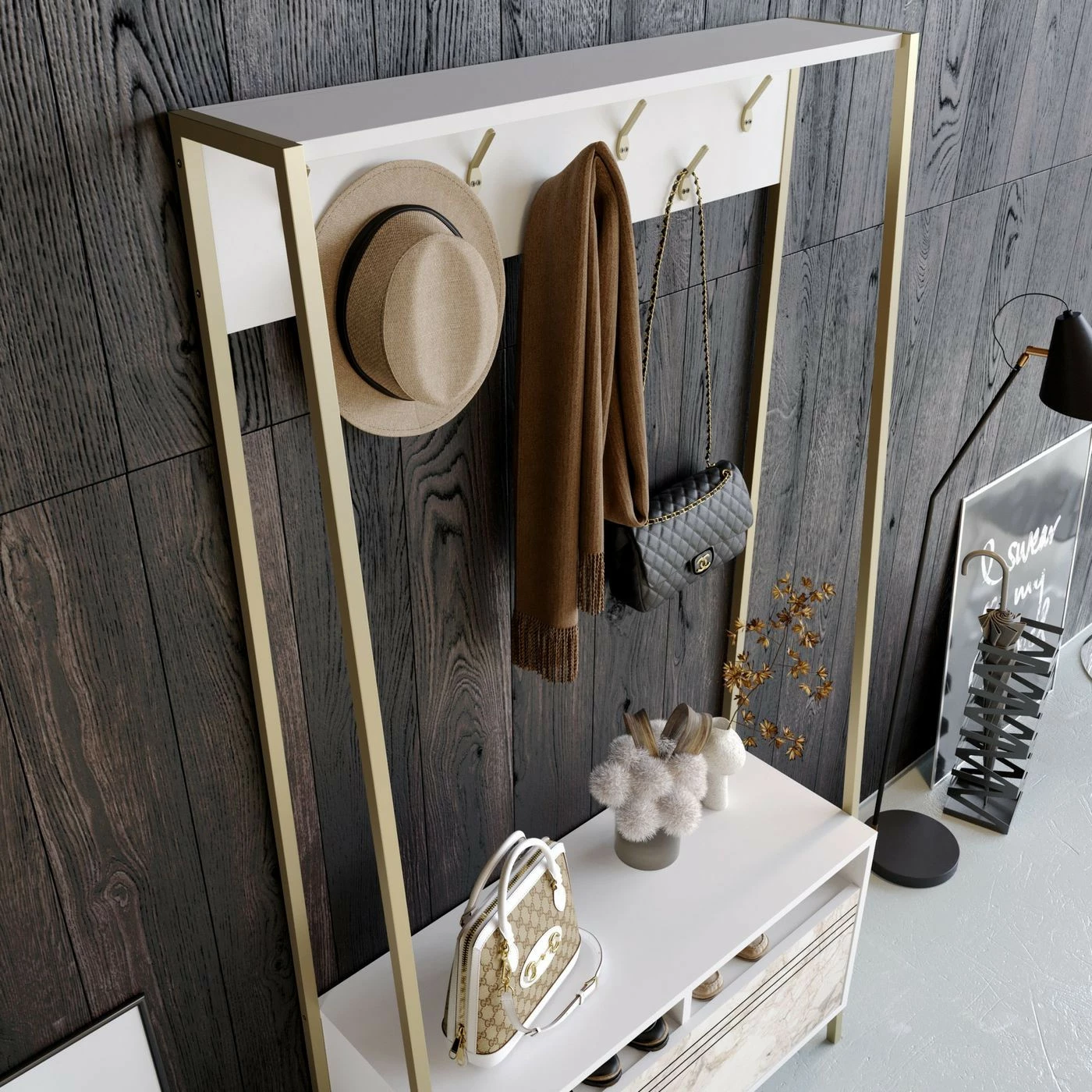 Säilytyskokonaisuus Linento Furniture Devin, Valkoinen 4 Säilytyskokonaisuus Linento Furniture Devin, Valkoinen - Image 4