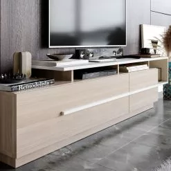 TV-taso Linento Furniture Pia, Ruskea/valkoinen -Huonekalut myymälä LIFU788DEC4038 4