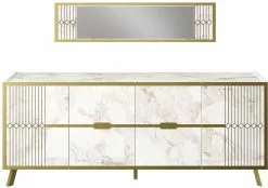 Senkki Ja Peili Linento Furniture Frida, Valkoinen/kulta