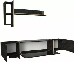 TV-taso Ja Seinähylly Linento Furniture Veyron, Musta/kulta -Huonekalut myymälä LIFU804TRH3051 7