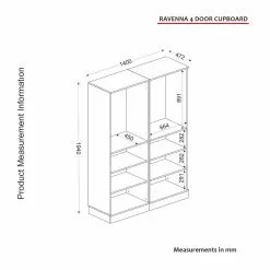 Vaatekaappi Linento Furniture Ravenna 4, Valkoinen -Huonekalut myymälä LIFU804TRH3904 7