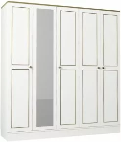 Vaatekaappi Linento Furniture Ravenna 5, Valkoinen