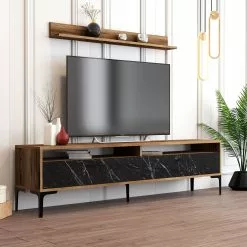TV-taso Ja Hylly Linento Furniture Istanbul, Marmorikuosi, Ruskea/musta -Huonekalut myymälä LIFU845HCT3101 3