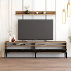 TV-taso Ja Hylly Linento Furniture Istanbul, Marmorikuosi, Ruskea/musta -Huonekalut myymälä LIFU845HCT3101 4