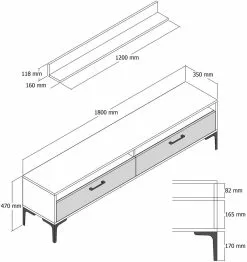 TV-taso Ja Hylly Linento Furniture Istanbul, Marmorikuosi, Ruskea/musta -Huonekalut myymälä LIFU845HCT3101 6