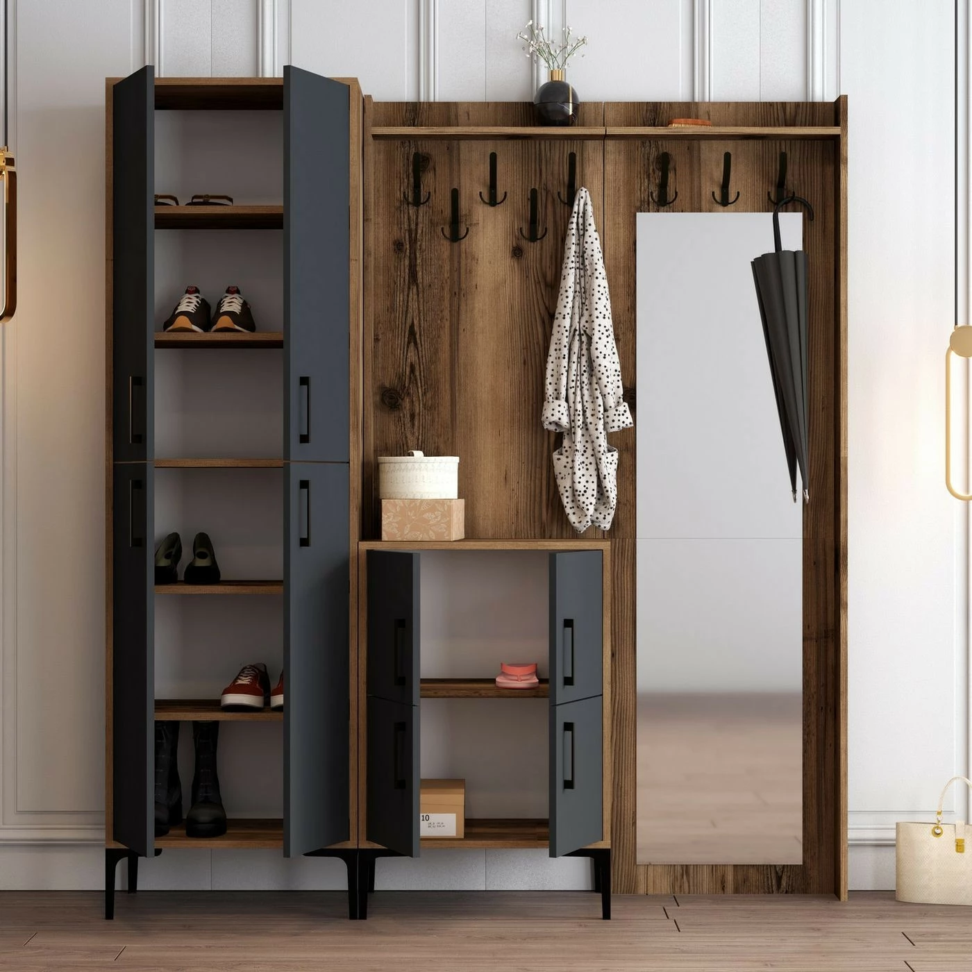 Säilytyskokonaisuus Peilillä Linento Furniture Berlin ABC, Eri Värejä 4 Säilytyskokonaisuus Peilillä Linento Furniture Berlin ABC, Eri Värejä - Image 4