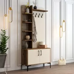 Säilytyskokonaisuus Linento Furniture Viyana 90cm, Ruskea/valkoinen 8 Säilytyskokonaisuus Linento Furniture Viyana 90cm, Ruskea/valkoinen -Huonekalut myymälä LIFU845HCT4222 3