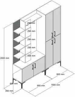 Säilytyskokonaisuus Linento Furniture Viyana 150cm, Eri Värejä -Huonekalut myymälä LIFU845HCT4226 7