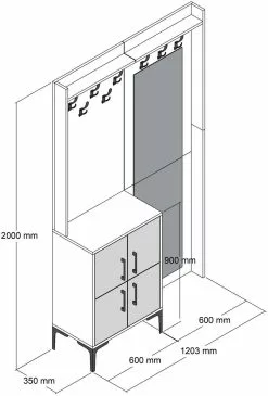 Säilytyskokonaisuus Peilllä Linento Furniture Berlin BC, Valkoinen 11 Säilytyskokonaisuus Peilllä Linento Furniture Berlin BC, Valkoinen -Huonekalut myymälä LIFU845HCT4228 6