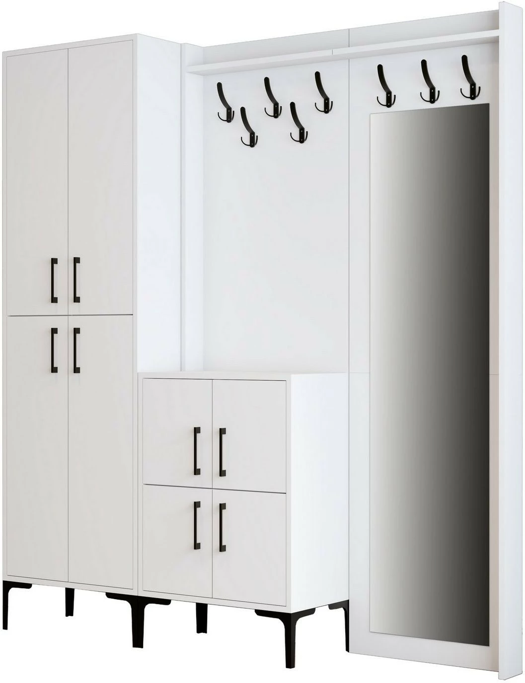 Säilytyskokonaisuus Peilllä Linento Furniture Berlin ABC, Valkoinen 1 Säilytyskokonaisuus Peilllä Linento Furniture Berlin ABC, Valkoinen